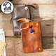 
BOYCLN brand men's genuine leather key bag, large capacity card bag for women, cowhide car remote control key bag waist hanging bag, dark brown