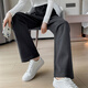 Fashimu 2024 Pantalon large en laine épaissie en velours d'automne pour les petits pantalons décontractés en tailleur à patte droite pour femmes 6636 Couleur de café plus routine de velours M recommandée 103-109jin [Jin est égal à 0,5 kg]
