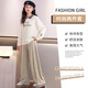Yoyo one (Yoyo one) girls sweatshirt set for children 2025 new spring and autumn street-fried casual wide-leg pants big children autumn style 15158 purple + 4882 white 170