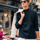 
Mr. Bu Bu Hot Gallbladder Printed Half High Collar Thicken T-shirt Men's 2025 Spring and Autumn New Top KT15775 Piano Black L (175)