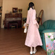 Zhi Li Guan Improved Flag New Chinese Style Light National Style Long Sleeve Dress Women's 2024 Autumn and Winter New Young Temperament Robe Daily Wear Pink Large Size XL