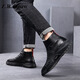 Z.R.Zoro Light Luxury Brand Martin Boots Men's Autumn and Winter Leather Boots Short Boots High Top Capital Cothon Algody Winter Plus Shoes de algodón de terciopelo Botas de cuero Negro 41
