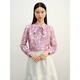 JUZUI shopping mall same style French elegant mulberry silk floating collared shirt for women spring JWEC60116 flower pink S
