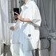 
Quezhiyin Ice Silk Short Sleeve Shirt Men's Summer Thin Loose Jacket Stylish Fashion Casual Five-Part Sleeve Shirt Jacket White XL