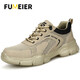 Fumeier Labour Protection Shoes Men's Comfortable Lightweight Breathable Steel Bond Anti-Smash Anti-Puncture Function Construction Site Safety Work Shoes Large-hole Breathable Soft 39