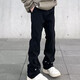 
Black box white American high street jeans men's autumn new work style ins loose slim micro-tender versatile straight trousers WKXS-K691 black XL