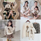 Yunshun parent-child autumn clothing for a family of three or four baby bear long-sleeved skirt mother-child mother-daughter sweatshirt set bear sweatshirt + skirt baby size 90