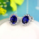 Fei Ge S925 Silver Jewelry Sapphire Stud Earrings for Women Simple Temperament Earrings Crystal Tourmaline Color Tanzanite Fashion Earrings Blue Earrings/Pair