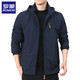 
ROMON brand/outdoor men's jacket in autumn and winter new style middle-aged and young men's jacket solid color hooded jacket men's clothing 9898 dark blue plus-sized velvet size is small 5XL