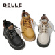 Belle's Children's Shoes Girls Martin Boots Plus Fleece Big Yellow Boots Autumn and Winter Soft Sole Short Short Boots Boys Labor Bots Baby Bots DE3889 Color de albaricoque 26
