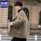 ROMON double-sided fleece woolen coat men's mid-length suit woolen coat autumn and winter thickened high-end windbreaker men's gray green XL