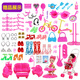 Haole Shuangyang Girls Dress Up Doll Set Big Gift Box House Toy Princess Girls Play House Birthday Gift Villa Store Four Dolls with 62 Products Va
