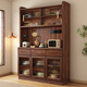 Toxiaomuwo Batteur noir noyer mur intégré à vin intégré en bois massif armoire de rangement multi-fonction
