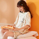 Langsha Pajamas Women's Summer Thin Printed Short-Sleeved Suit Sweet Round Neck Pullover Can Be Weared Outside Home Clothes Light Green Dinosaur