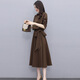 Chu Xin 2025 spring and autumn new women's fashionable temperament slim and slim women's long-sleeved dress bottoming skirt coffee color M (90-118Jin Jin equals 0.5 kg)
