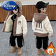 Disney Boys Autumn and Winter Jackets Plus Velvet and Thickened New Fashionable Baby Hooded Tops Winter Polar Fleece Cotton Jackets Brown 150 Recommended Height 135-145cm