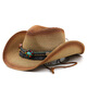 Woodpecker brand spring and summer bohemian style western cowboy straw hat foldable summer windproof rope Tibetan style hat Kaka M (56-58cm)