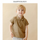 Happyology British children's shirt summer double-layer yarn short-sleeved solid color shirt British pure cotton top Cinnamon 98 (98cm)