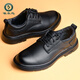 Woodpecker winter men's shoes plus velvet to keep warm casual business formal leather shoes round toe soft sole work suit shoes men's leather cotton shoes black 5-5152 plus velvet to keep warm winter cotton leather shoes 41
