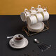 CLITON coffee cup and saucer set European-style gold-rimmed ceramic cup Western-style black tea cup breakfast cup milk cup 6 cups 6 saucers 6 + cup holder