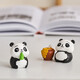 Collection of cute giant panda small ornaments, cute panda doll desktop small ornaments for classmates to give birthday gifts for children, happy panda (set of 7) + gift box + light string