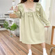 Princess Doretin Style Champion de nuit pour les filles au printemps, automne et hiver, en dentelle douce en pyjamas mi-longueur robe à la maison mince vêtements sx # 9904-1 jupe en dentelle carrée gris xl 170