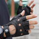 Lootis NOOLDERS men's half-finger retro driving deerskin gloves retro motorcycle riding driving gloves half thin dark brown L size