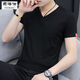 Phelos summer men's short-sleeved T-shirt solid color cotton thread slim-fit trendy V-neck white half-sleeved top summer ice silk t-shirt white L (105-120Jin[Jin equals 0.5 kg])