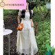 HTKD ESCAPED PRINCESS Vestido 2024 Nuevo diseño de vestido de novia de primavera de manga corta Sentí que la cintura abrazan el primer amor Gentle White Moonlight Off-White Vestido único M 100-110Jin [Jin iguala 0.5 kg]