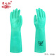Guantes de nitrilo espesado y extendido resistente a los productos químicos de goma Corrosión resistente a la corrosión resistente al alcalón