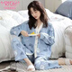 Modal 100% reiner Baumwollpyjamas für Frauen im Frühjahr und Herbst, dünne langärmelige Strickjacke Casual Lose Cotton Home Clothing Set SY-6210 XL (geeignet für 120-140jin [Jin entspricht 0,5 kg]))