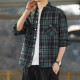 
Retro plaid long-sleeved shirt for men and women in spring and autumn 2024 new loose Korean work shirt jacket K12301 black + K12109 khaki 3XL