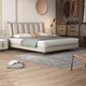 Aisu modernes einfaches Lederbett im Cream-Stil Single doppelte 1,51,8 m neue italienische minimalistische Master-Schlafzimmer-Bett W653 Einzelbett 1,8*2m Rahmenstruktur