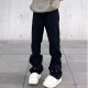 7家优品美式复古水洗牛仔裤男宽松高街直筒hiphop设计感痞帅百搭情侣裤子 SXNZ-7029黑色 2XL