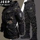 JEEP SPIRIT Outdoor Military Fan Tactical Military Fan Black Men's Waterproof Velvet Jacket Jacket Suit Jacket Workwear Military Style 622 Black Suit 185 (170-185Jin Jin is equal to 0.5 kg)