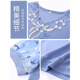 Yu Zhaolin (Yuzhaolin) ropa de mujer de mediana edad y anciana, camiseta de manga corta de madres de verano, tapa de seda de hielo de hielo 2025 nuevo estilo clásico fqlh698 azul + calzoncillos de caqui) 4xl (130-140Jin [Jin equivale a 0.5 kg])