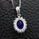 Chirping sapphire pendant 925 18K gold plated blue tanzanite color treasure clavicle necklace Princess Diana oval style female blue pendant