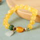 Longyin Natural Beeswax Bracelet Men's Pixiu Amber Bracelet Women's Gold Twist Honey Buddha Beads Rosary Bucket Beads Birthday Gift YJ 8*9mm Bucket Beads White Jade Style