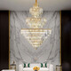 Shilan Light Luxury Duplex Gebäude großer Kronleuchterkristall-Lampen-Villa Wohnzimmer leeres Gebäude mittlerer Bodentreppenleuchte 6628-150*220 cm-drei Farben-Bake-Installation