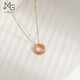 Chow Sang Sang Mint Series Double Ring 18K Rose Gold Necklace Interlocking Pendant 91873U47cm