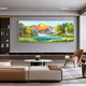 Respaldado por Jinshan Sala de estar Pintura decorativa Cornucopia Sofá Estilo chino Fondo de pared Pintura colgante Mural 12596 Sunrise Green Mountain 120*50 Marco de aluminio dorado Cristal porcelana