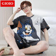 GIOIO男士睡衣夏季薄款棉质短袖短裤套装夏天青年休闲大码可外穿家居服 6623 L