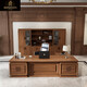 Han Feisting desk boss table solid wood office desk and chair combination executive desk new Chinese style bookcase general manager office furniture 2.0 meters boss table + side table