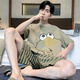 俊俊穗迪美（JUNJUNSUIDIMEI）睡衣男夏季纯棉短袖卡通青少年男士夏天薄款加肥加大码家居服套装 短袖-XY1098 M 小码(高150-160 70-90斤)