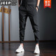 JEEP SPIRIT ice silk solid color casual pants men's tying pants harem pants small feet pants quick-dry printed sports casual pants black thin elastic 9900190000 solid color M single piece slim fit recommendation 95-110Jin [Jin equals 0.5 kg]