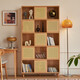 Green hair solid wood bookcase combination rattan sliding door bookcase bookcase study furniture display cabinet beech wood color 5 sliding doors 2x5 (674*320*1858mm)