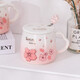 Bethes mug ceramic cup drinking cup coffee cup cherry blossom embossed tea cup with lid office home water cup