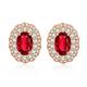 Tingliang 1.36 carat ruby earrings, 18K gold inlaid diamond colored gem earrings, a pair (ready in stock)