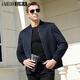 LaBeouf High-end Cashmere Baseball Collar Jacket Men's Thickened Warm Wool Slim Jacket Men's Striped Baseball Suit Blue 3XL /56/190