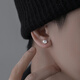 Xili S999 Pure Silver Zircon Earrings for Men with Ear Holes, Single Pair, Genuine Earrings for Boys, Birthday Gift, Single White Stone Earrings
